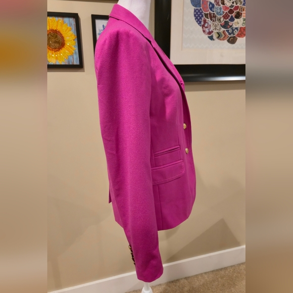 J. Crew 100% Wool Vibrant Pink Blazer with Gold Buttons - Picture 2 of 9